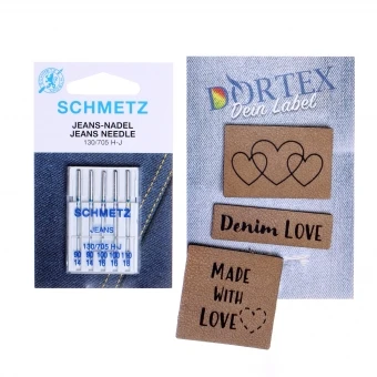 Gütermann Denim-Box Mit Jeansnadeln Und Kunstlederlabels 2 Gütermann Denim-Box Mit Jeansnadeln Und Kunstlederlabels – Bild 2