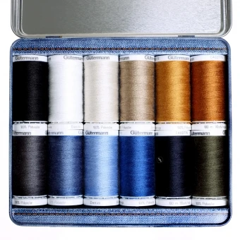 Gütermann Denim-Box Mit Jeansnadeln Und Kunstlederlabels 1 Gütermann Denim-Box Mit Jeansnadeln Und Kunstlederlabels