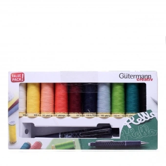 Gütermann Nähfaden-Set Allesnäher 10 Spulen Mit Minenstift 2 Gütermann Nähfaden-Set Allesnäher 10 Spulen Mit Minenstift – Bild 2