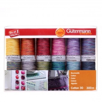 Gütermann Nähfaden-Set Cotton 30 Multicolour 300 M 12 Spulen 2 Gütermann Nähfaden-Set Cotton 30 Multicolour 300 M 12 Spulen – Bild 2