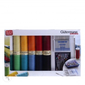 Gütermann Nähfaden-Set Allesnäher 12 Spulen 100 M Mit Nähnadeln 2 Gütermann Nähfaden-Set Allesnäher 12 Spulen 100 M Mit Nähnadeln – Bild 2